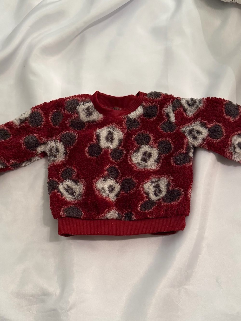 Disney Plush Mickey Silhouette Fuzzy Sweatshirt size 3-6 mo